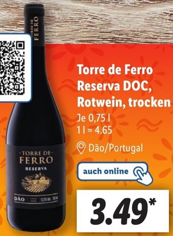 Lidl Torre de Ferro Reserva DOC, Rotwein, trocken 0,75 L Angebot