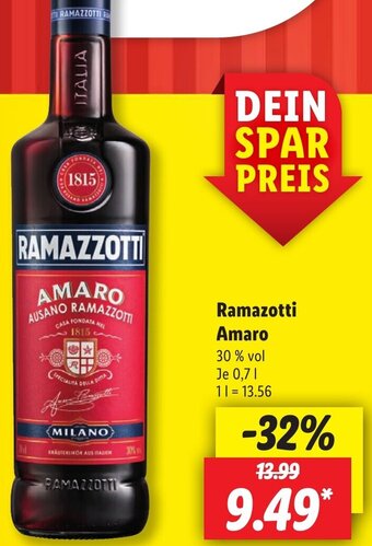 Lidl Ramazotti Amaro 0,7 L Angebot