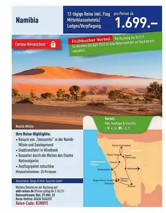 ALDI Nord Reisen Namibia Angebot