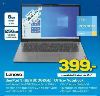 Euronics XXL Lenovo Ideapad 3 82h800g2ge Office-notebook Angebot