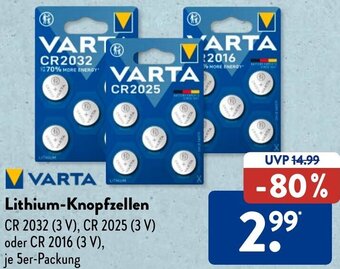 Aldi Süd VARTA Lithium-Knopfzellen Angebot