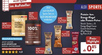 Aldi Süd Protein bzw. Energy-Riegel oder Protein-Pulver Angebot