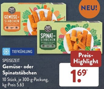 Aldi Süd SPEISEZEIT Gemüse oder Spinatstäbchen 300 g Packung Angebot