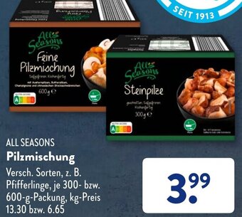 Aldi Süd ALL SEASONS Pilzmischung 300-600 g Packung Angebot