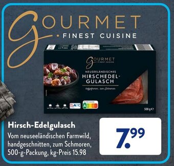 Aldi Süd Gourmet Finest Cuisine Hirsch-Edelgulasch 500 g Packung Angebot