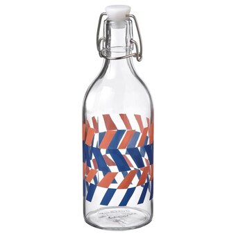 IKEA Korken flasche mit verschluss klarglas gemustert/leuchtend blau leuchtend orange 0.5 l Angebot