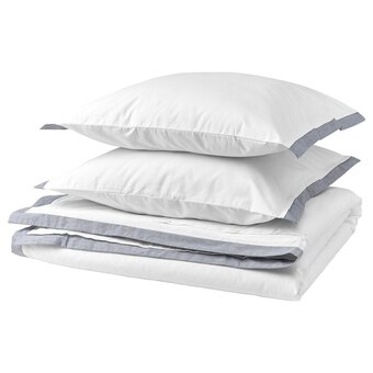 IKEA Tåtelsmygare bettwäsche-set, 3-teilig weiß/blau 240x220/80x80 cm Angebot