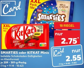 Kaufland SMARTIES oder KITKAT Minis 259-301 g Packg. Angebot