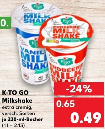 Kaufland K-TO GO Milkshake 230 ml Becher Angebot