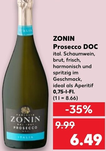 Kaufland ZONIN Prosecco DOC 0,75 L-Fl. Angebot