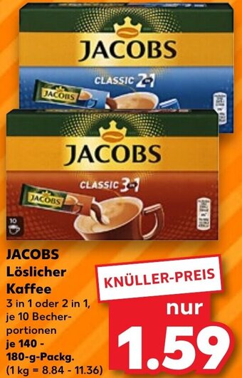 Kaufland JACOBS Löslicher Kaffee 140-180 g Packg. Angebot