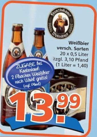 Getränke City Franziskaner Weißbier 20 x 0,5 Liter Angebot