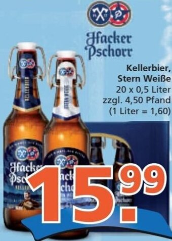 Getränke City Hacker Pschorr Kellerbier, Stern Weiße 20 x 0,5 Liter Angebot