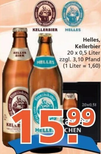 Getränke City Franziskaner Helles, Kellerbier 20 x 0,5 Liter Angebot