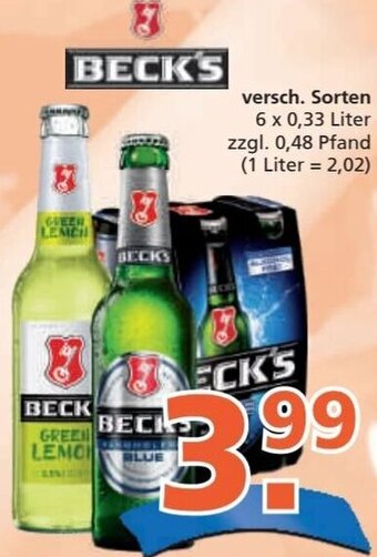 Getränke City BECK'S 6x0,33 Liter Angebot