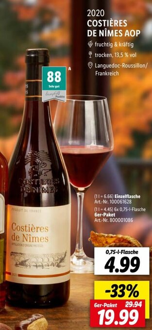 Lidl 2020 COSTIÈRES DE NIMES AOP 0,75-l-Flasche Angebot