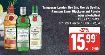 Marktkauf Tanqueray London Dry Gin, Flor de Sevilla, Rangpur Lime, Blackcurrant Royale oder alkoholfrei 41,3/47,3 % Vol. 0,7 L Angebot