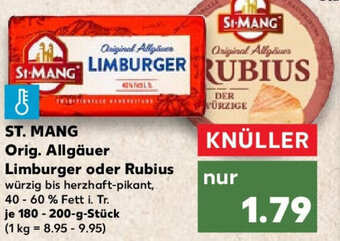 Kaufland ST. MANG Orig. Allgäuer Limburger oder Rubius 180-200-g-Stück Angebot