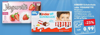 Kaufland KINDER Schokolade oder YOGURETTE 100-g-Packg. Angebot