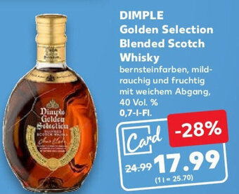 Kaufland DIMPLE Golden Selection Blended Scotch Whisky 0,7 l Fl. Angebot