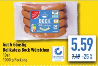 diska Gut & Günstig Delikatess Bock Würstchen 1000 g Packung Angebot