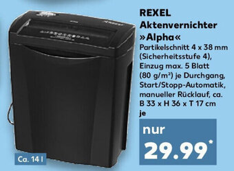 Kaufland REXEL Aktenvernichter Alpha Angebot