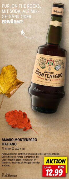 Lidl AMARO MONTENEGRO ITALIANO 0,7 L-Fl. Angebot