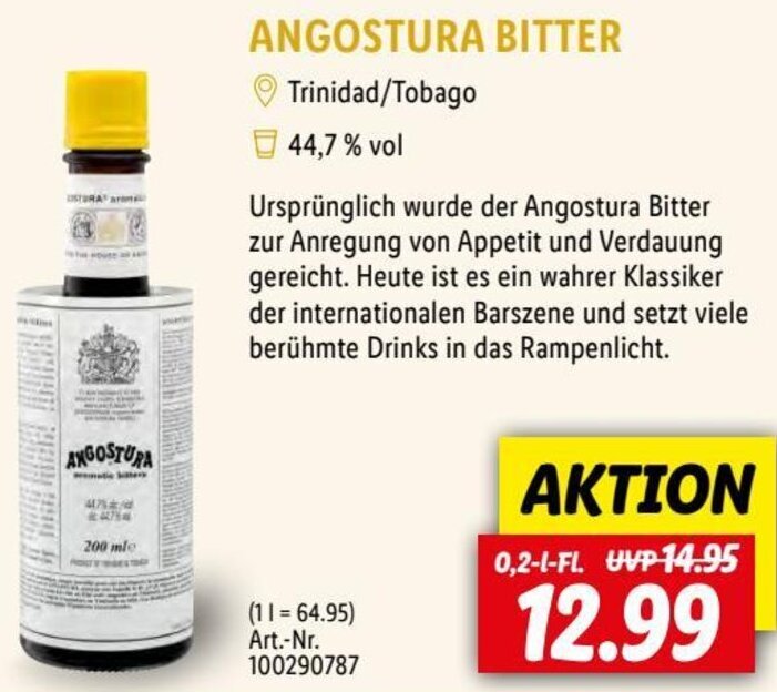 ANGOSTURA BITTER 0,2 LFl. Angebot bei Lidl