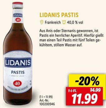 Lidl LIDANIS PASTIS 1 L-Fl. Angebot