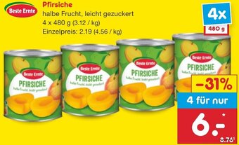 Netto Marken-Discount Beste Ernte Pfirsiche 4x480 g Angebot