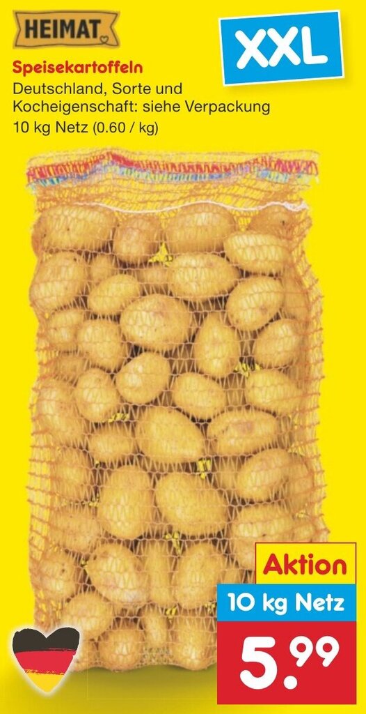 HEIMAT Speisekartoffeln 10 kg Netz Angebot bei Netto MarkenDiscount