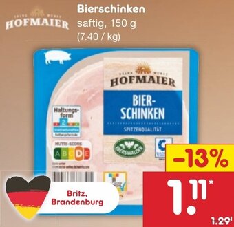 Netto Marken-Discount HOFMAIER Bierschinken 150 g Angebot