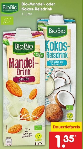 Netto Marken-Discount Bio-Mandel oder Kokos-Reisdrink 1 Liter Angebot