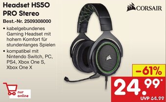 Netto Marken-Discount CORSAIR Headset HS50 PRO Stereo Angebot