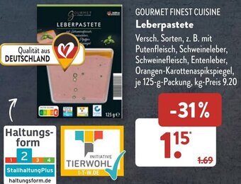 Aldi Süd GOURMET FINEST CUISINE Leberpastete 125 g Packung Angebot