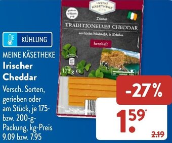 Aldi Süd MEINE KÄSETHEKE Irischer Cheddar 175-200 g Packung Angebot