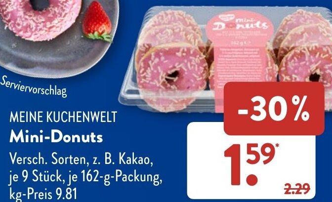 MEINE KUCHENWELT Mini-Donuts 162 g Packung Angebot bei Aldi Süd