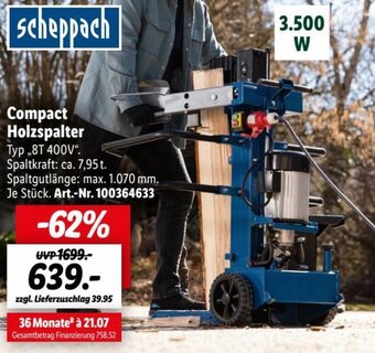 Lidl Scheppach Compact Holzspalter Angebot