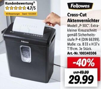 Lidl Fellowes Cross-Cut Aktenvernichter Angebot