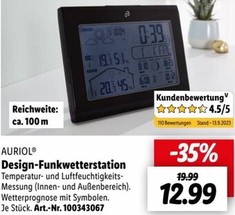 Lidl AURIOL Design-Funkwetterstation Angebot