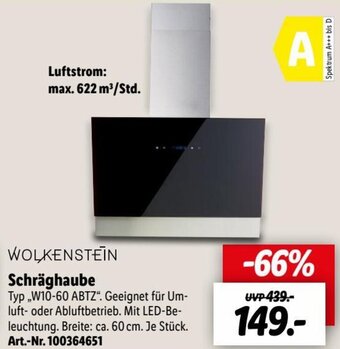 Lidl WOLKENSTEIN Schräghaube W10-60 ABTZ Angebot