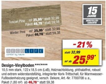 toom Baumarkt DECOLIFE Design-Vinylboden Angebot