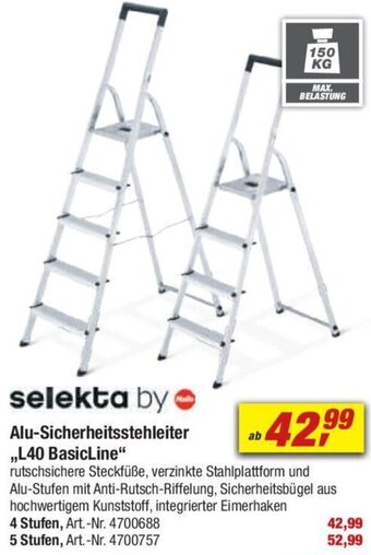 toom Baumarkt selekta by Hailo Alu-Sicherheitsstehleiter L40 BasicLine Angebot