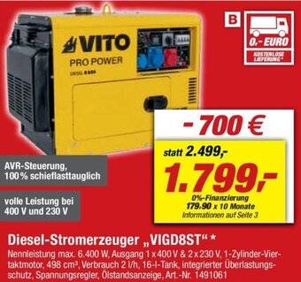 toom Baumarkt VITO Diesel-Stromerzeuger VIGD8ST Angebot
