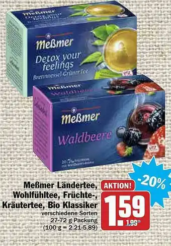 AEZ Meßmer Länderteee, Wohlfühltee, Früchte-, Kräutertee, Bio Klassiker Angebot