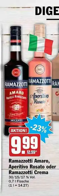 AEZ Ramazzotti Amaro, Aperitivo Rosato Oder Ramazzotti Crema Angebot