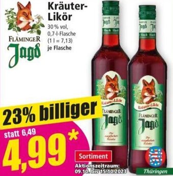 Norma Flaminger Jagd Kräuter-Likör 0,7 L Flasche Angebot