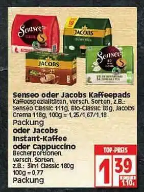 Elli Markt Senseo Oder Jacobs Kaffeepads Oder Jacobs Instant-kaffee Oder Cappuccino Angebot