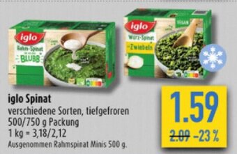 diska iglo Spinat 500/750 g Angebot