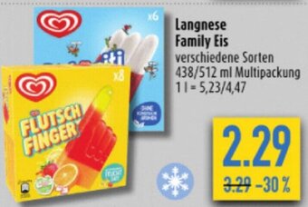 diska Langnese Family Eis verschiedene Sorten 438/512 ml Angebot